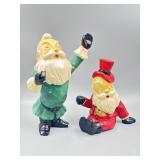 Chalkware Hand Painted Santa Figurines.