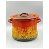 Vtg Orange Enamel Spaghetti Pot (Some Rust)