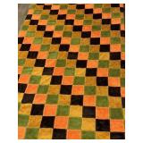 Handmade Checkered Pattern Quilt. 81x98In