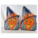 Pair of 2002 Plastic Witch Halloween Decorations