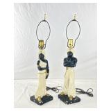 Pair of MCM Blackamoor Chalkware Genie Lamps
