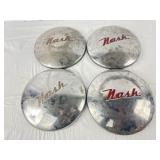 Set of 4 Vtg Nash Hubcaps