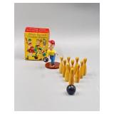 Vtg Hand Carved Wooden Bowling Figure In O