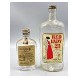 Red Lady 21 Wine, & Crab Orchard Whiskey Bottles