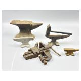 Paperweight Anvils, Hammer, & Clamp On Bench Vise
