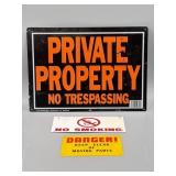 Private Property, No Smoking, & Keep Clear Signs.