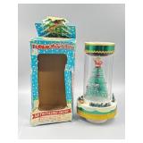 Vtg Turning Musical Tree With Falling Snow In