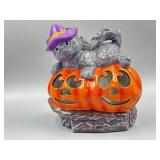 Ceramic Black Halloween Cat on Jackolanterns