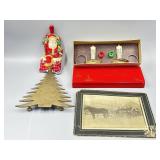 Vtg Candle Stick S& P Shakers, Brass Christmas