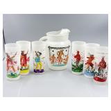 Vtg Frosted Glass Native American Ohio Pitcher &