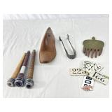 Shutter Bobbins, Shoe Mold, Sugar Tongs, Numbers