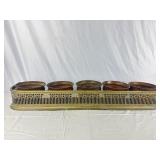 Brass Fireplace Fender W/Copper Pots.