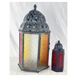 Two Decorative Candle Lit Lanterns.