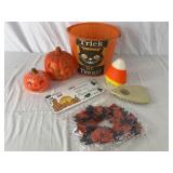 Trick or Treat Bucket, Vtg Halloween Candles,