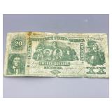 1861 $20 Confederate States of America Note