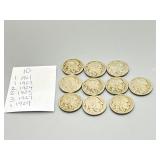 10 Buffalo Nickels