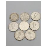 8 Canadian Dimes 1940-1968