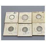 4 Mercury Dimes, US Silver Dime, & US Silver