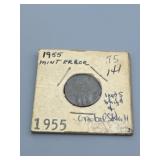 1955 Mint Error Wheat Penny.