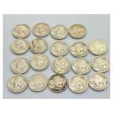 19 Buffalo Nickels
