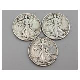 (2) 1942 & (1) 1943 Silver Walking Liberty Half