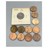2 Wheat Pennies (1948-S &1955-P) & 10 Other