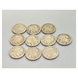 10 Buffalo Nickels