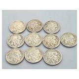 10 1936 Buffalo Nickels