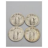 4 Standing Liberty Silver Quarters