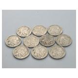 10 1936 Buffalo Nickels