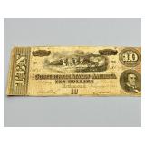 1864 $10 Confederate States of America Note.