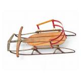 VTG Wood Sled W/Steel Runners, & Backrest