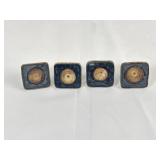 Set of 4 Aphorism Knobs w/ Wood Inlay & Brass Trim