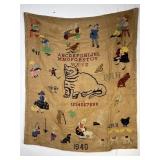 Vtg Needlework Nursery Rhyme Tapestry 46in x38in
