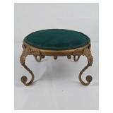 Antique Victorian Metal/Wood Foot Stool w/ New