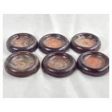 6 Brown Glass/Porcelain Furniture Coaster Sliders