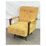 MCM Swivel Chair W/Yellow Upholstery.