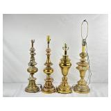 Four Mixed Brass Table Lamps. Approx 2Ft Tall.