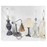 Five Table Lamps,& Desk Lamps.