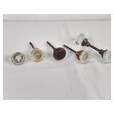 Antique Faceted Glass & Brass Door Knobs