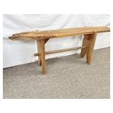 Rustic Wood Bench, W/Live Edge Slab.