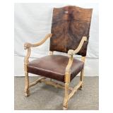 Lion Head Chair, W/ New Upholstery Leather -