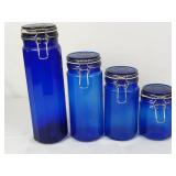 Vintage Cobalt Blue Glass Canister Set (4 pcs)