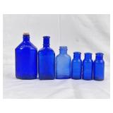 Vtg/ Antique Cobalt Blue Glass Bottles