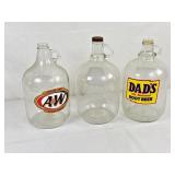 3 1Gal Root Beer Jugs: Dads, Dog n Suds, & A&W