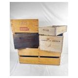 Five Antique Wood Crates.