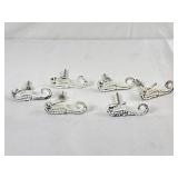 6 White Metal Seahorse Cabinet/Dresser Handles