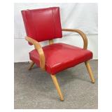 MCM Accent Chairs W/Original Red Vinyl.