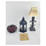 Large Lamp Shaped Candle w/ Heavy Metal Base,