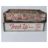 2 Wooden 7Up Divided Bottle Cases